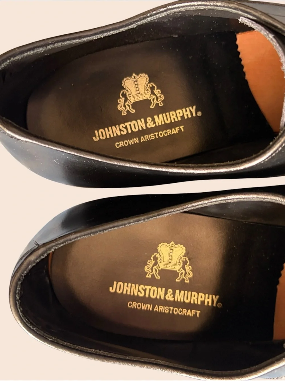 Johnston & Murphy Crown Aristocraft Black Leather Cap-Toe Oxford Dress Shoes